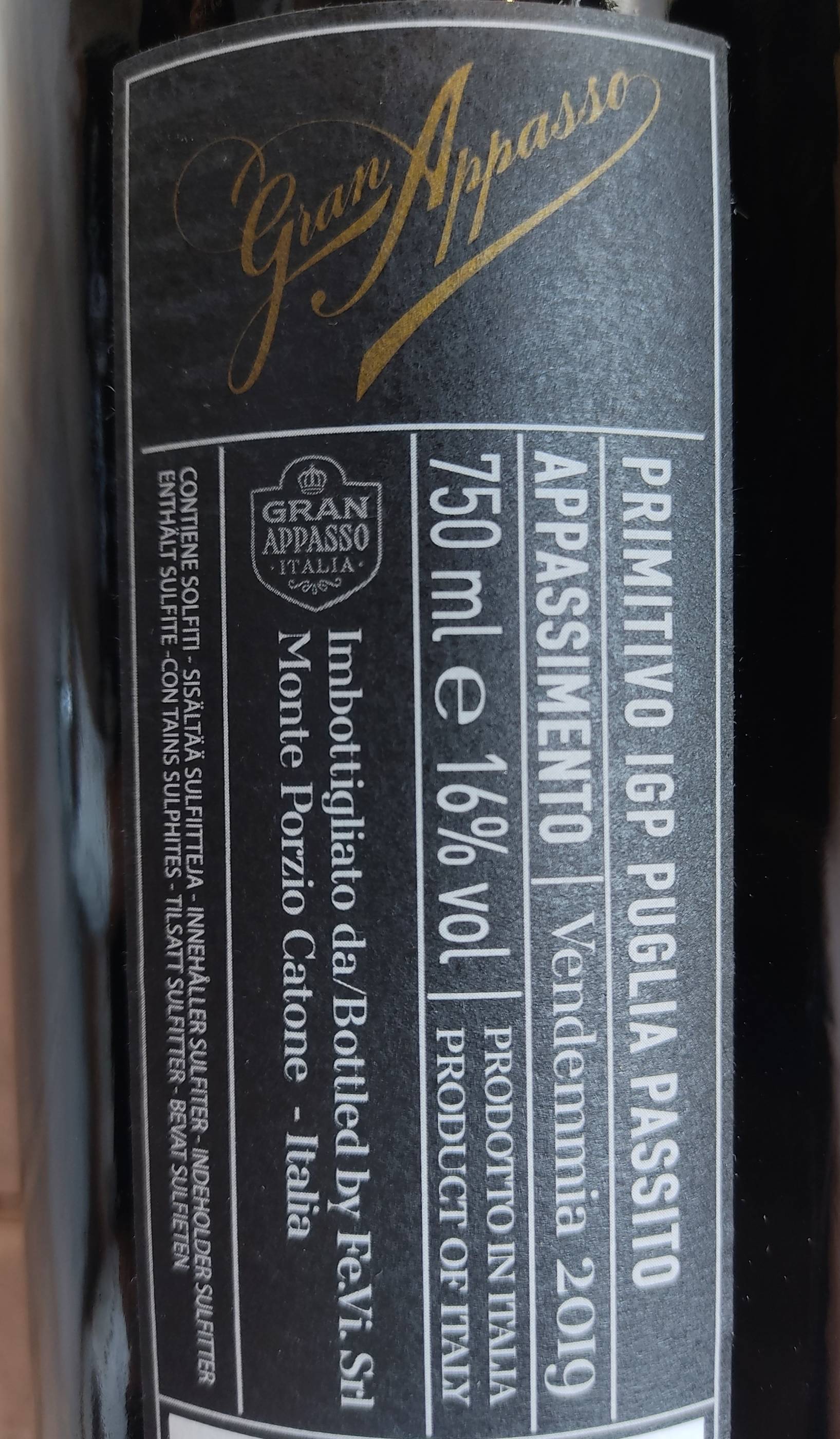 Etiketa Gran Appasso Primitivo Appassimento 