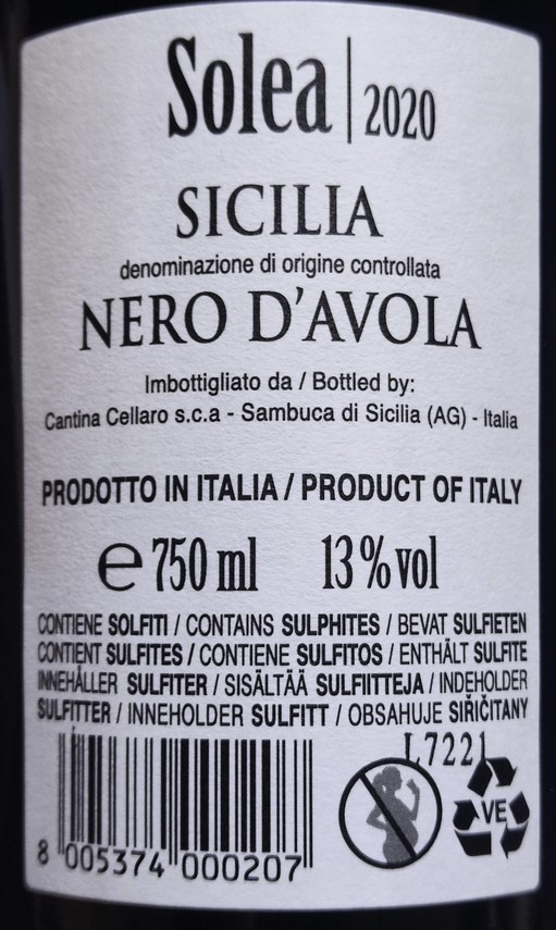Etiketa Nero d\'Avola \