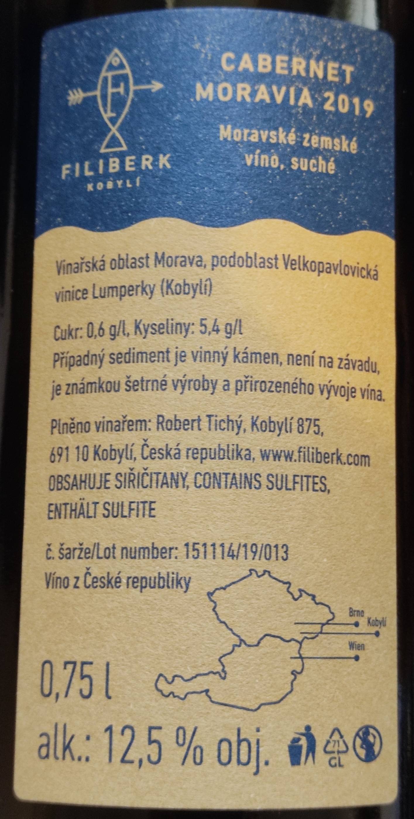 Etiketa Cabernet Moravia