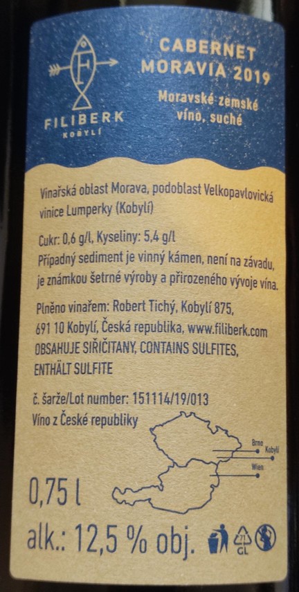 Etiketa Cabernet Moravia