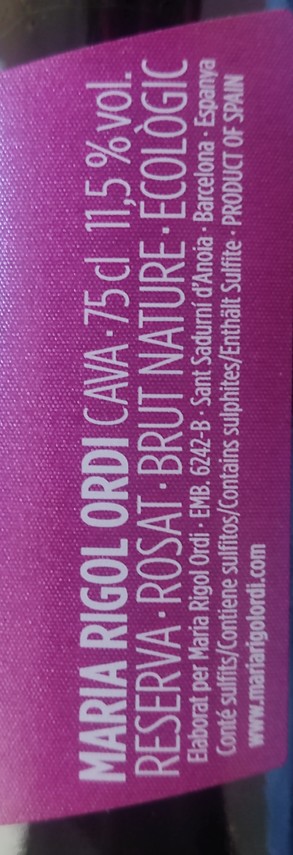 Etiketa Cava Rosé Reserva Brut Natur