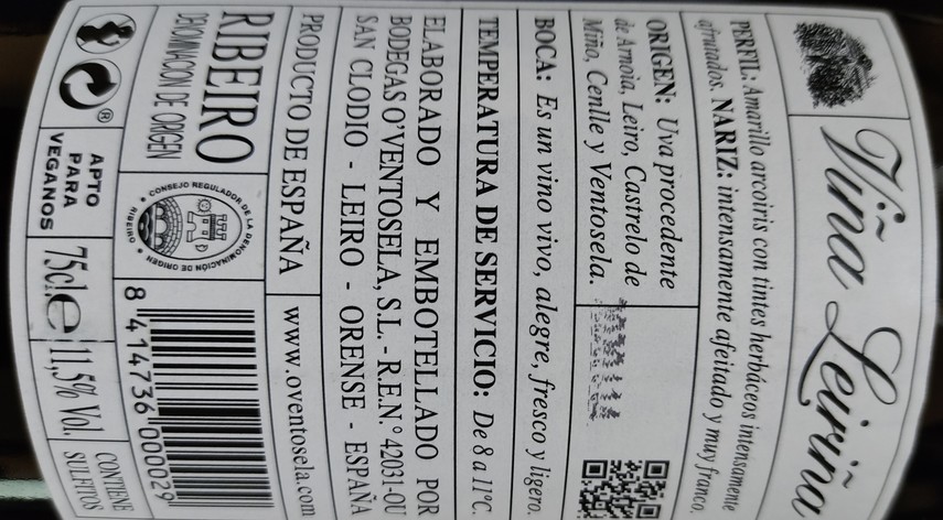 Etiketa Ribeiro Blanco-Viňa Leiriňa