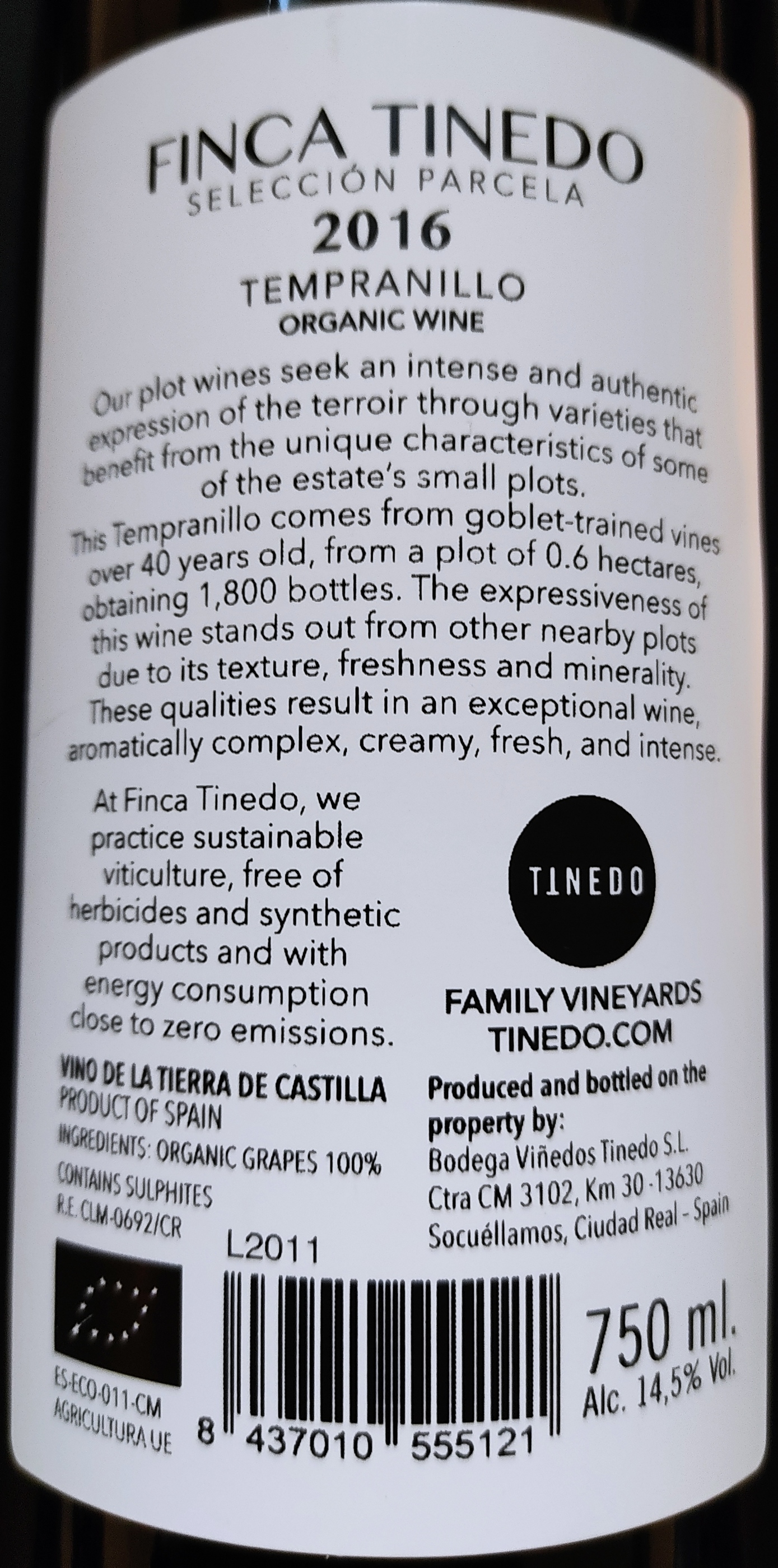 Etiketa Tempranillo Selección Parcela