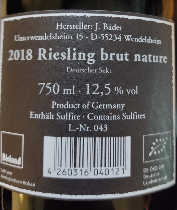 Etiketa Riesling Sekt La Méthode Rurale 