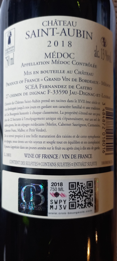 Etiketa Château Saint-Aubin 