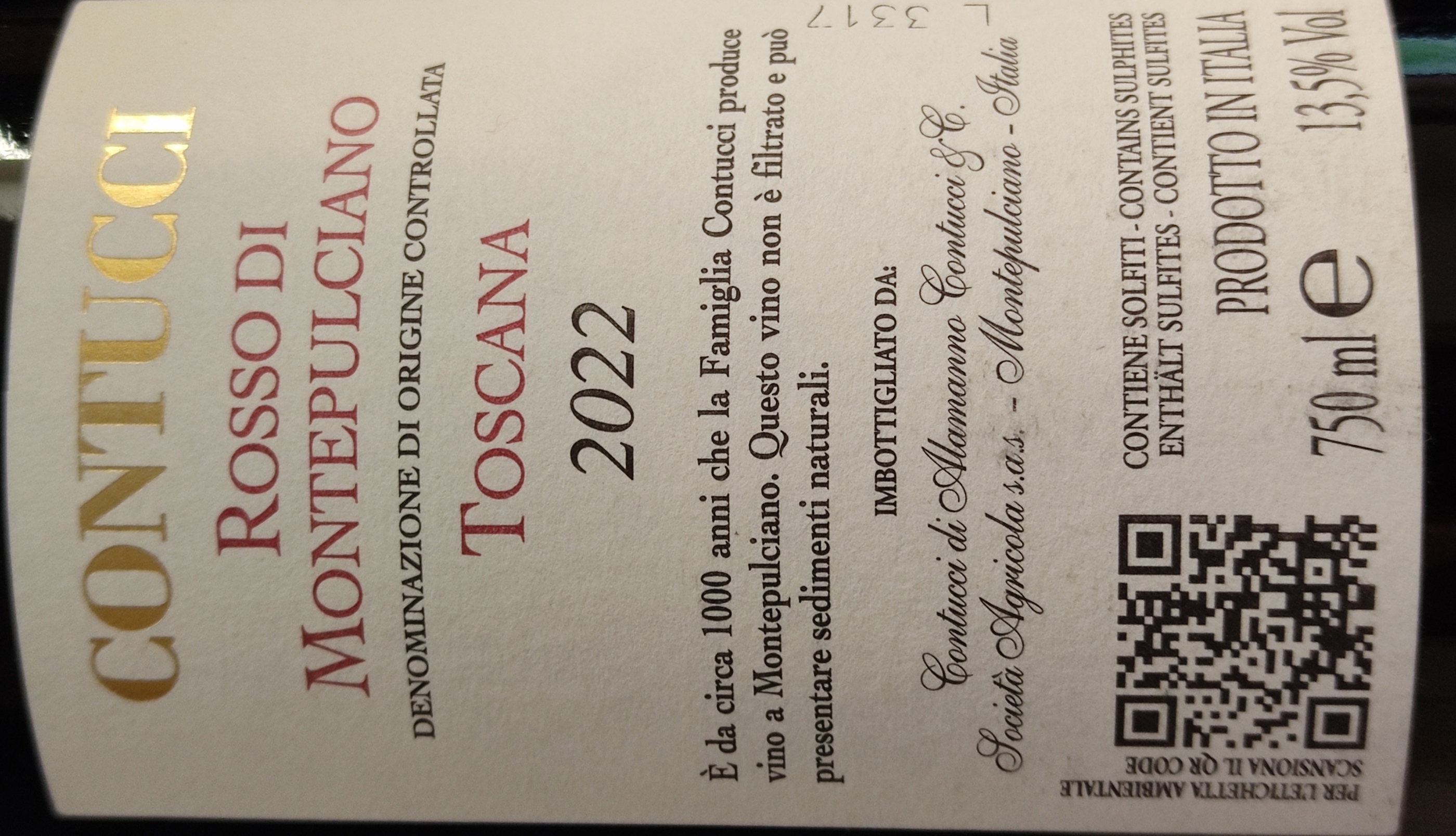 Etiketa Rosso di Montepulciano DOC 2022