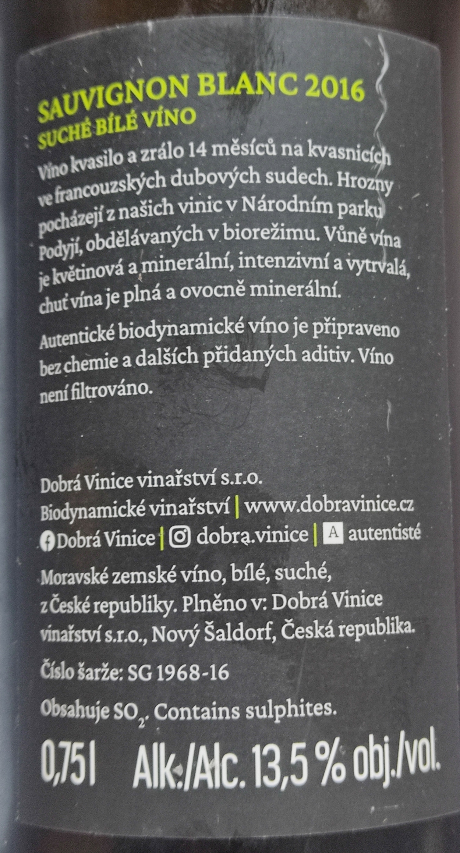 Etiketa Sauvignon blanc