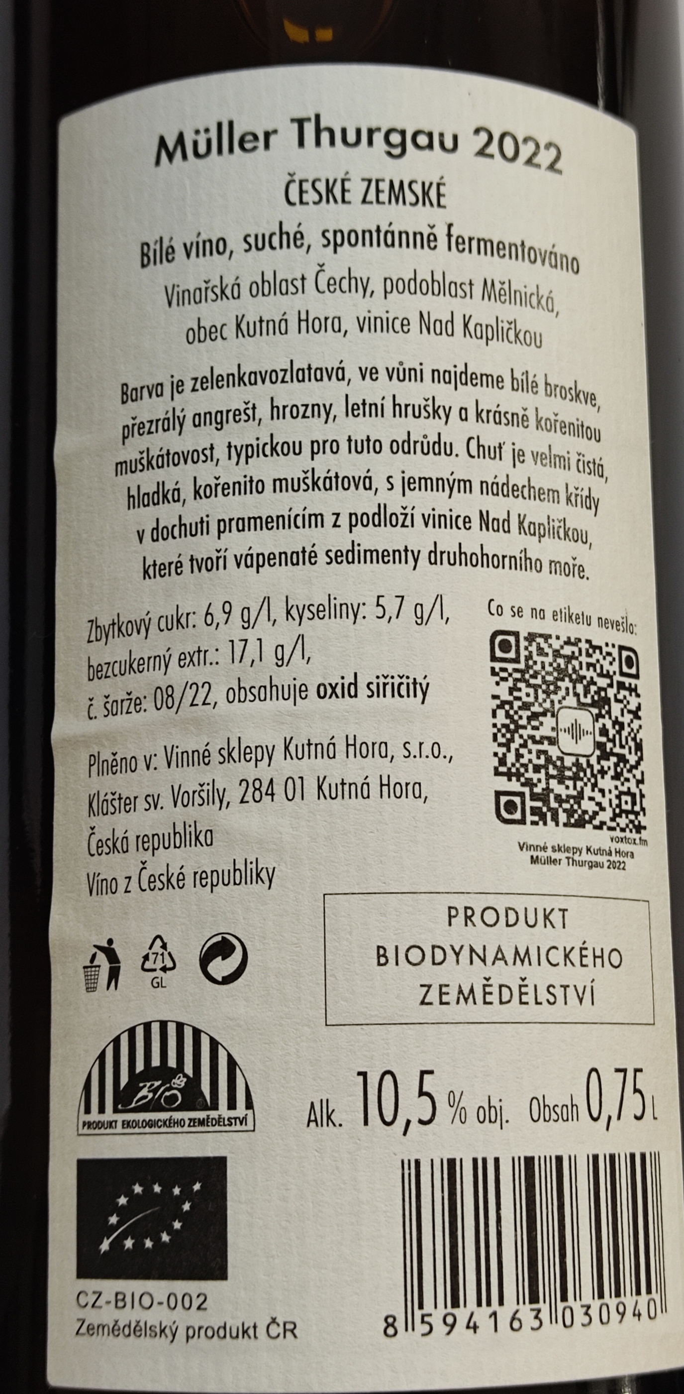 Etiketa Müller Thurgau