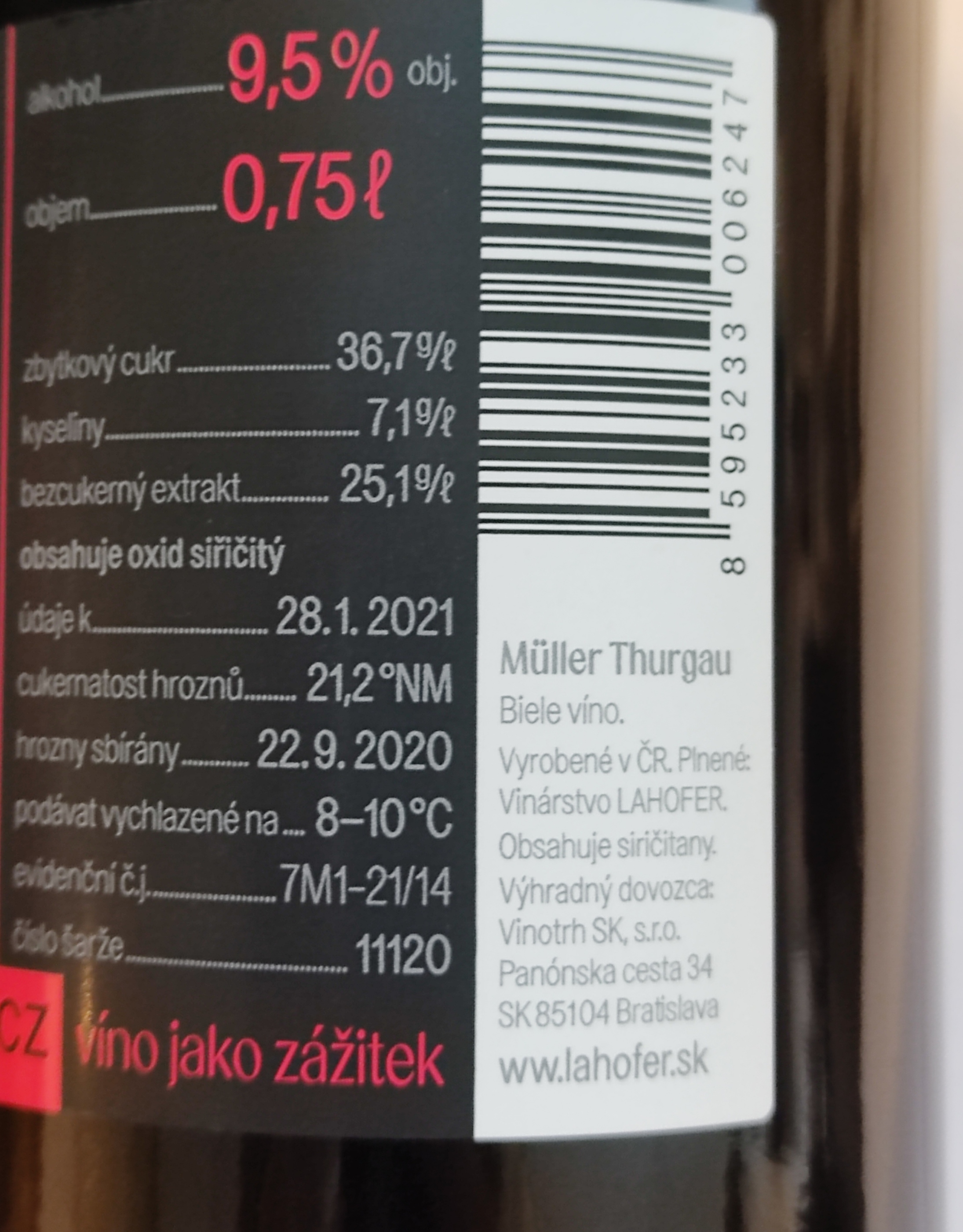 Etiketa Müller Thurgau