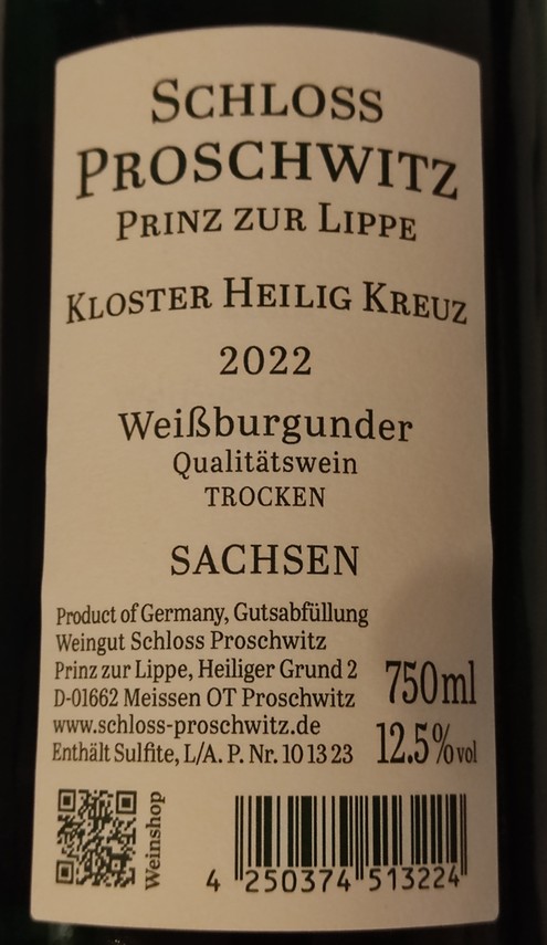 Etiketa Weissburgunder Kloster Heilig Kreuz VDP.ERSTE LAGE