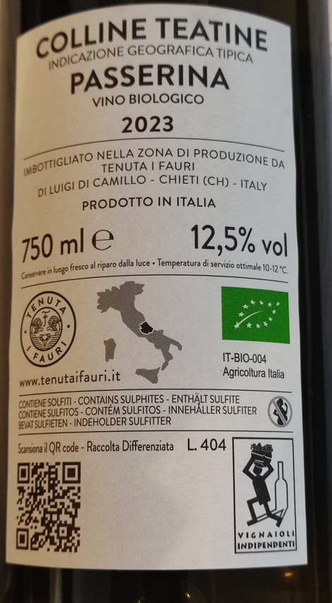 Etiketa Passerina Colline Teatine