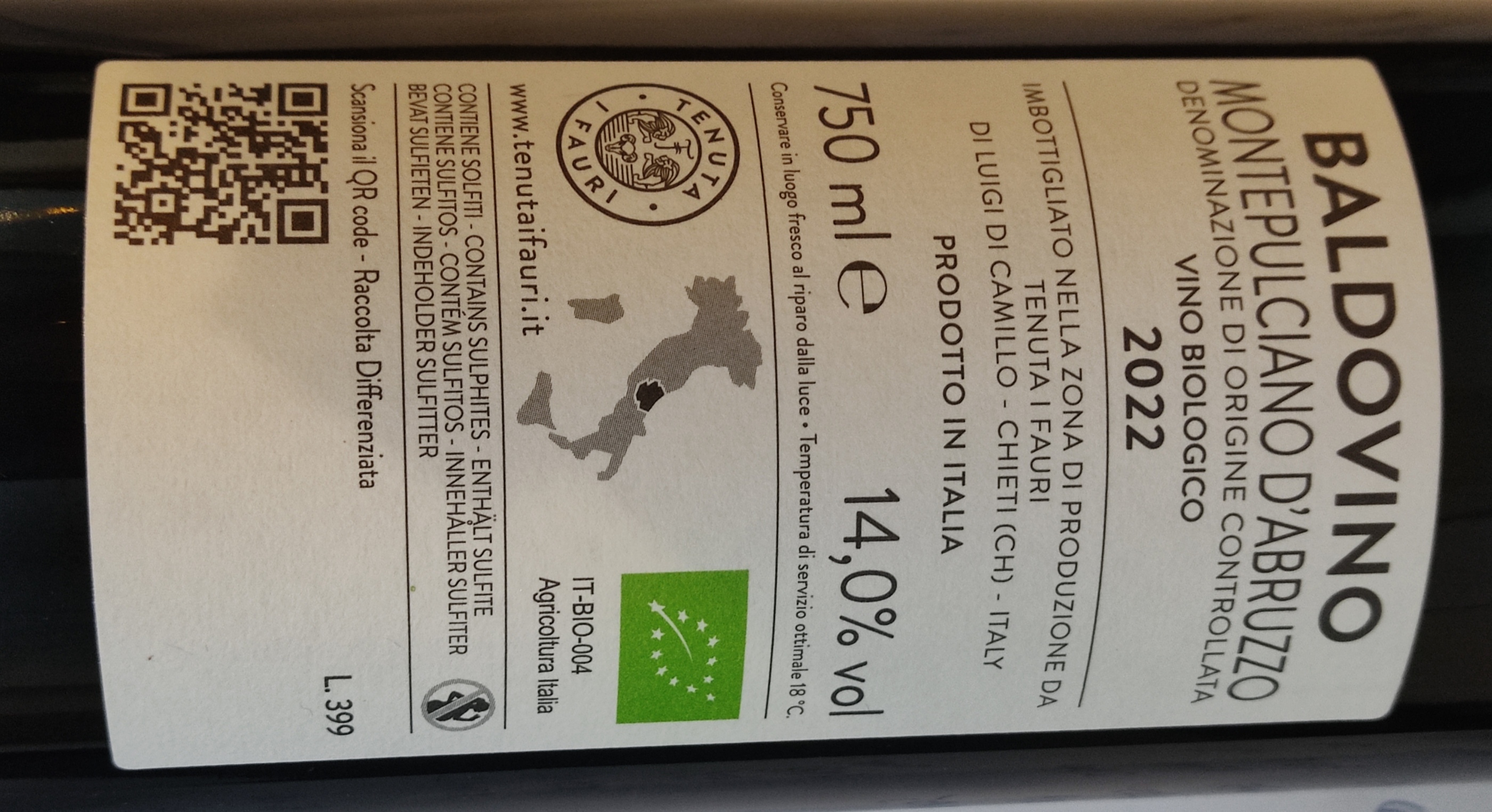 Etiketa Montepulciano d\'Abruzzo BALDOVINO