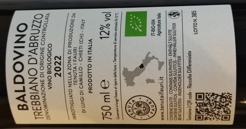 Etiketa Trebbiano d\'Abruzzo BALDOVINO
