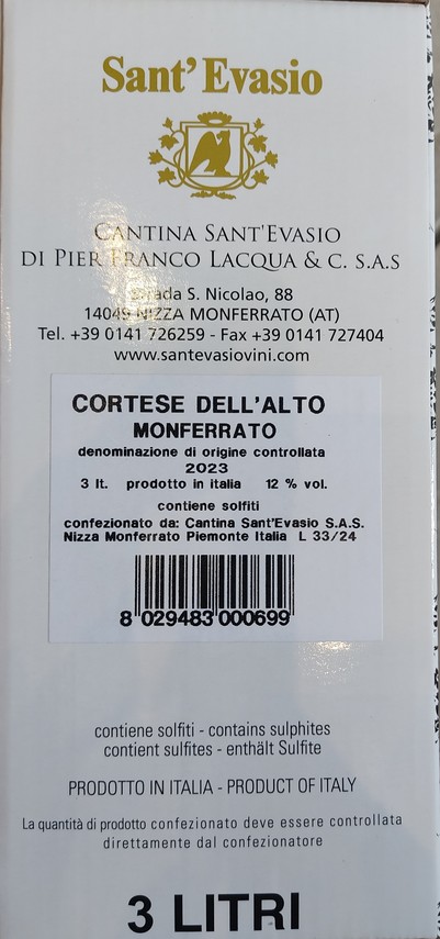 Etiketa Cortese Dell\'Alto Monferrato-bag in box