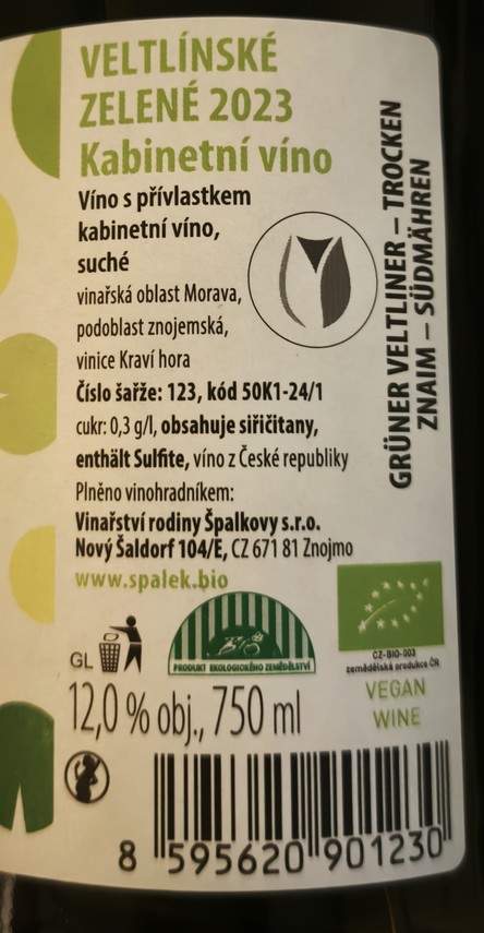 Etiketa Veltlínské zelené