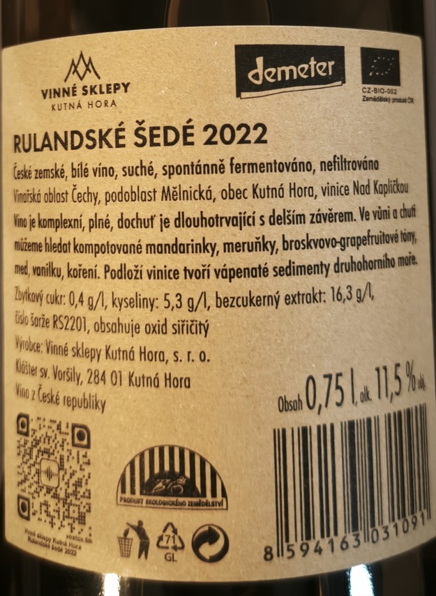 Etiketa Rulandské šedé