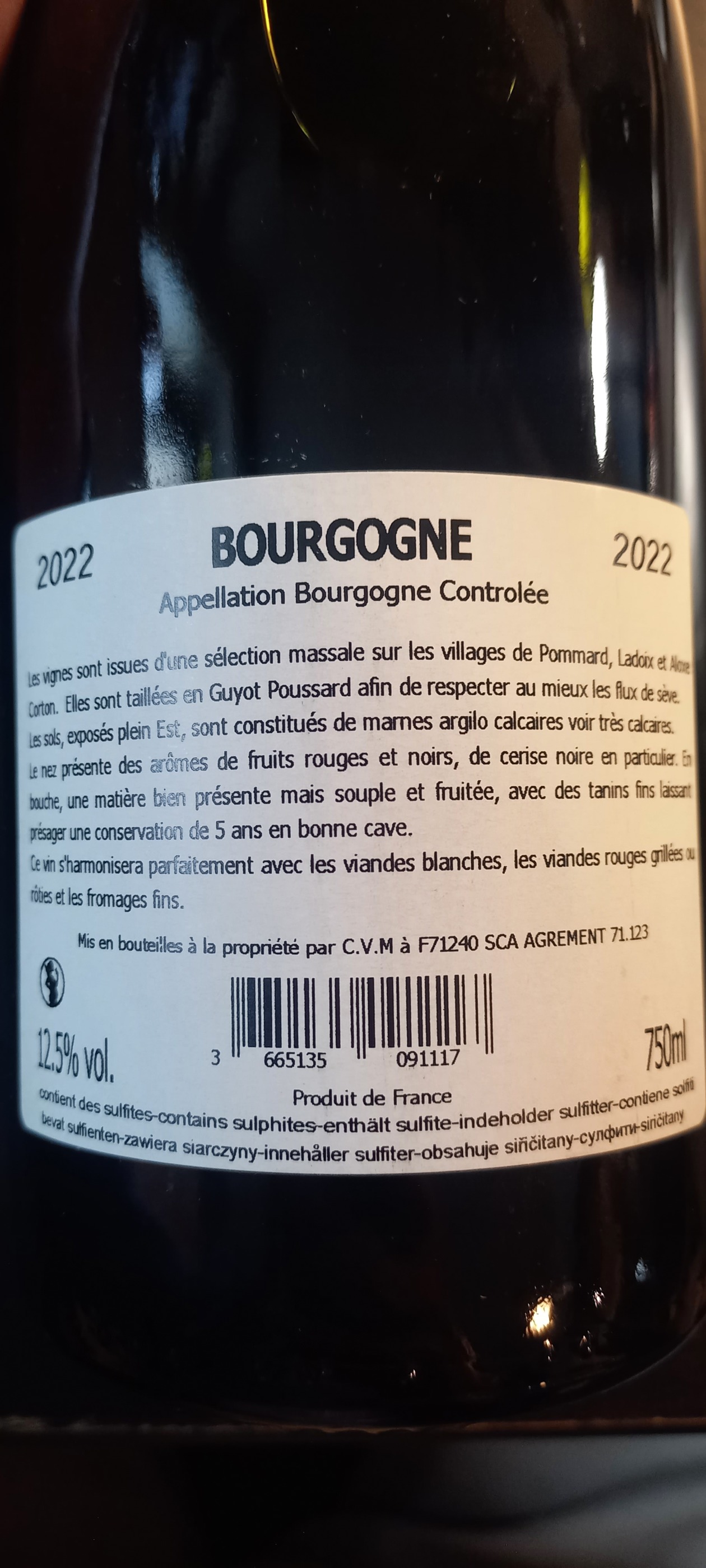 Etiketa Bourgogne Pinot noir