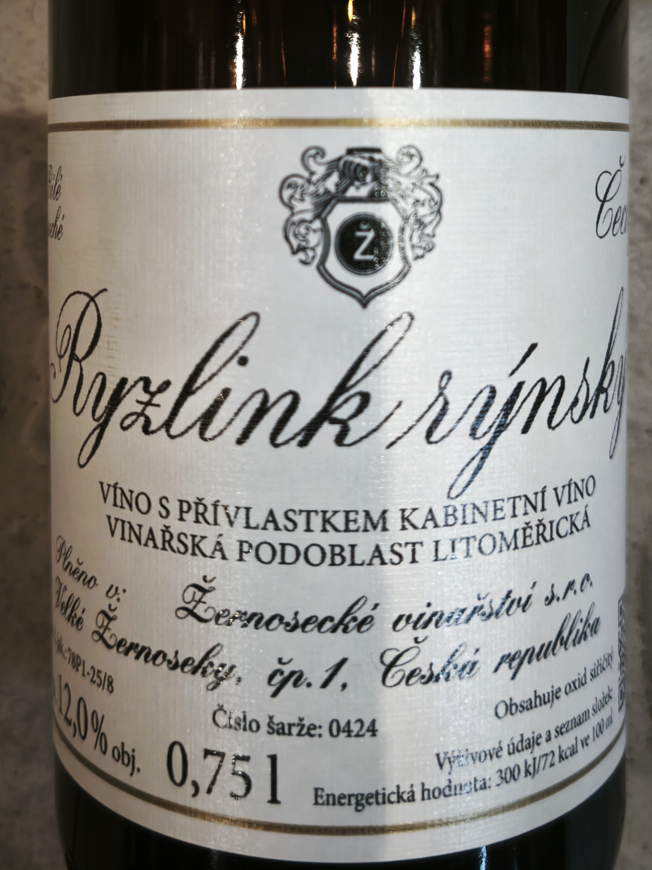 Etiketa Ryzlink rýnský