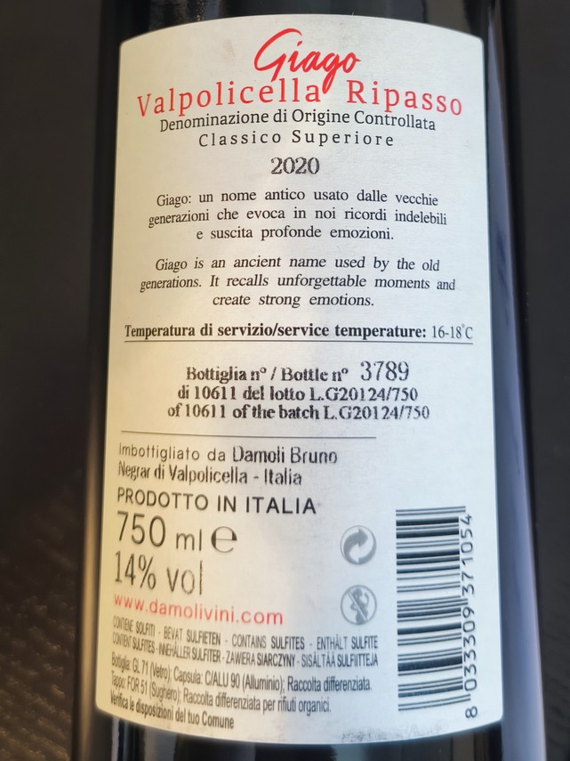 Etiketa Valpolicella classico superiore Ripasso \