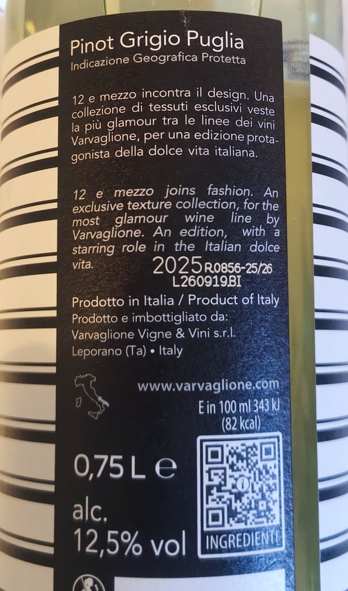 Etiketa Pinot grigio Puglia 